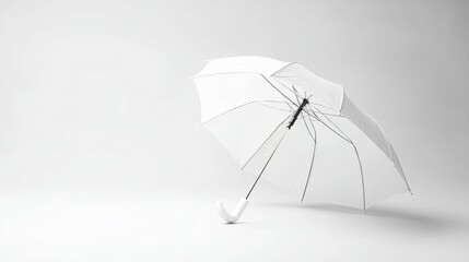 White umbrella on a white background. Minimalist photography.
