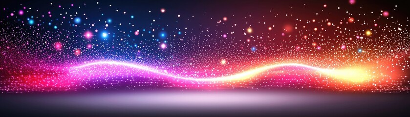 Fototapeta premium Glowing particles flow in space; a backdrop for websites, banners and presentations