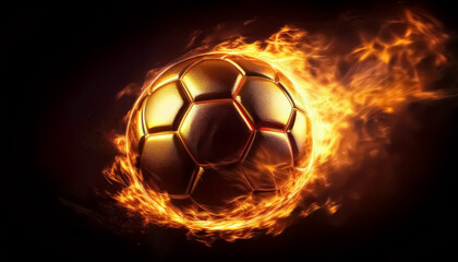 Fototapeta premium Soccer Ball on Fire, Fiery Soccer Ball in Motion - Dynamic Sports Concept