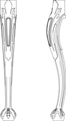 vector illustration sketch of table leg design with classic vintage ethnic european decorative ornaments 