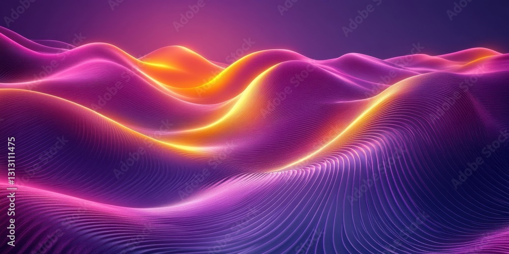 Poster vibrant waves of colorful light: a spectacular display of fluid motion and abstract design in digita