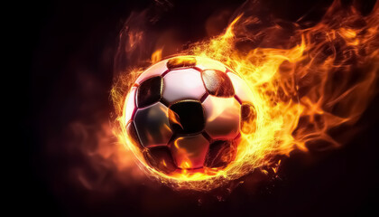 Fototapeta premium Soccer Ball on Fire, Fiery Soccer Ball in Motion - Dynamic Sports Concept