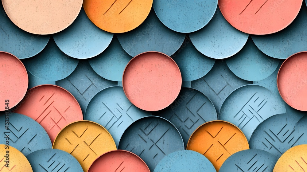 Poster abstract geometric pattern of overlapping circles in pastel colors