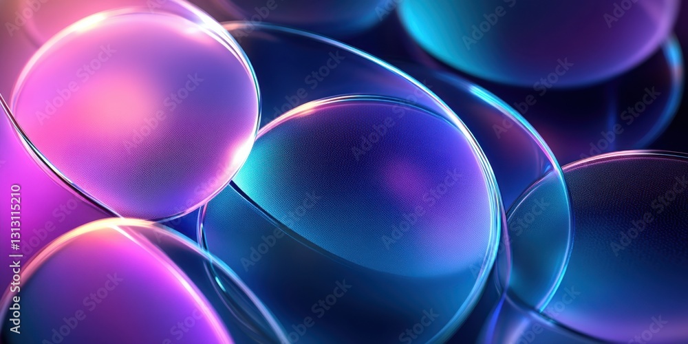 Aufkleber abstract close-up of colorful bubbles with shimmering light and reflections in a vibrant background