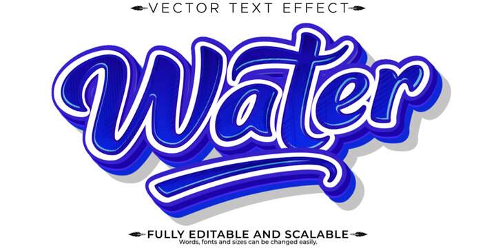 Water editable text effect, editable aqua and blue text style