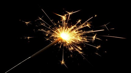 Fototapeta premium Bright sparkler burning against a black background.