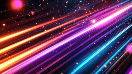 Vibrant Light Trails and Cosmic Sparkles Create a Dynamic and Energetic Atmosphere