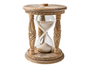 Artistic hourglass sculpture displaying intricate carvings home decor elegant ambience, isolated on white or transparent background