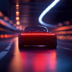 Car in tunnel with red lights