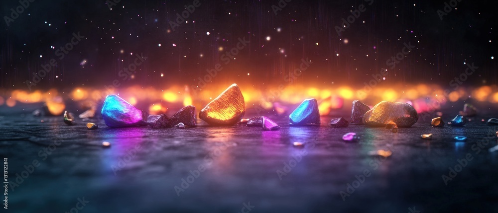 Poster stunning array of crystals displaying natural beauty and light reflection with an abstract artistic 