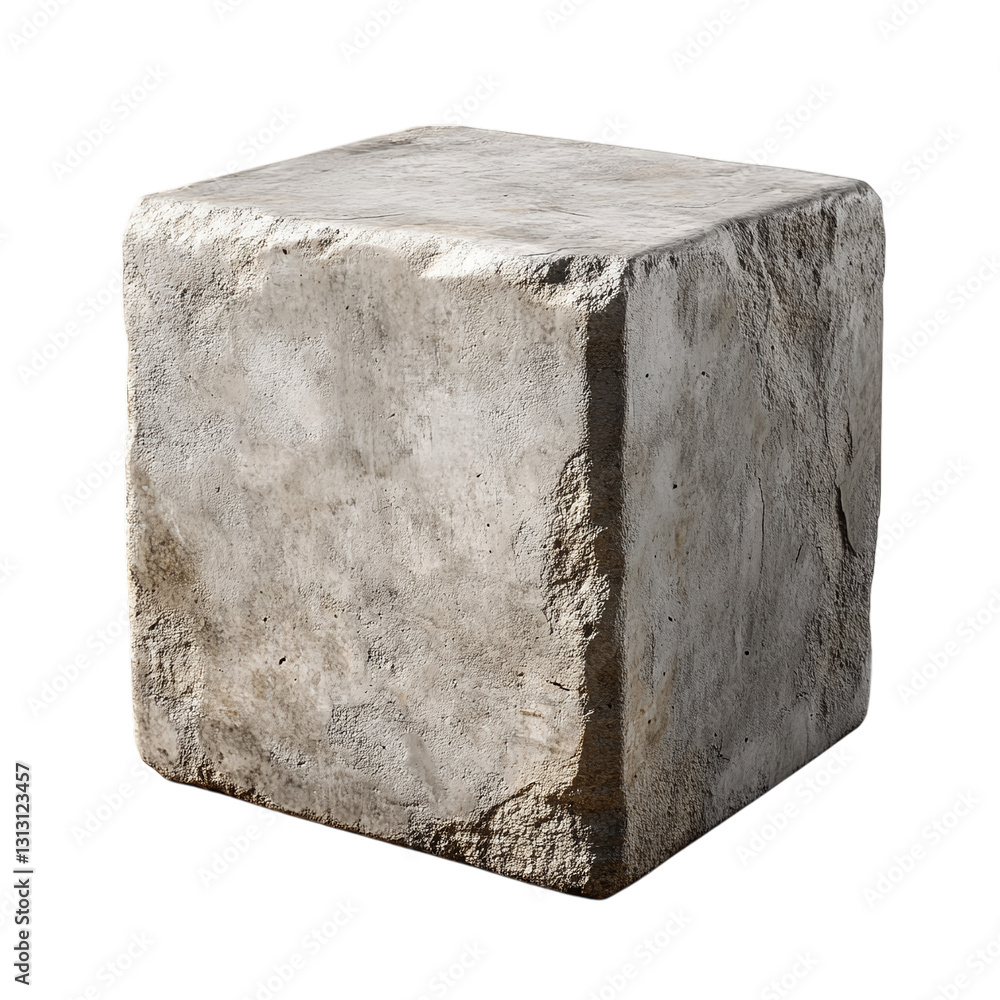Poster polished concrete block with subtle texture isolated on transparent background