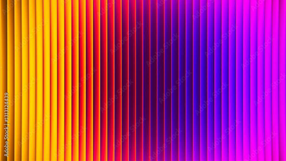 Poster ribbed fractal glass texture with vibrant gradient of warm summer tones and bright smooth fluted ver