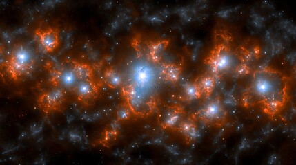 Fototapeta premium Bright stars and nebula clouds creating a vibrant cosmic panorama