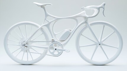 Modern white bicycle design displayed against a plain white backdrop