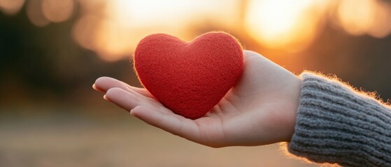 Hand holding a red heart