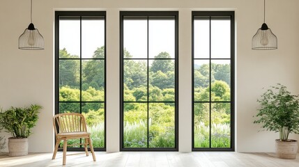 Fototapeta premium Modern Farmhouse Room with Panoramic Views