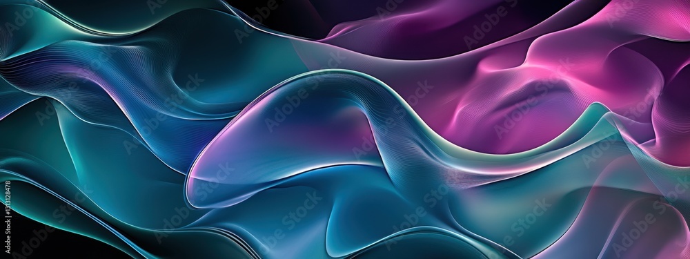 Poster surreal waves of color: captivating abstract visuals of fluid dynamics with radiant hues