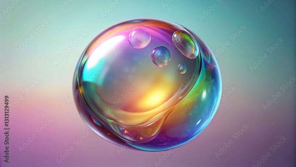 Poster 3d bubble text effect: editable bokeh background, glossy sphere typography design