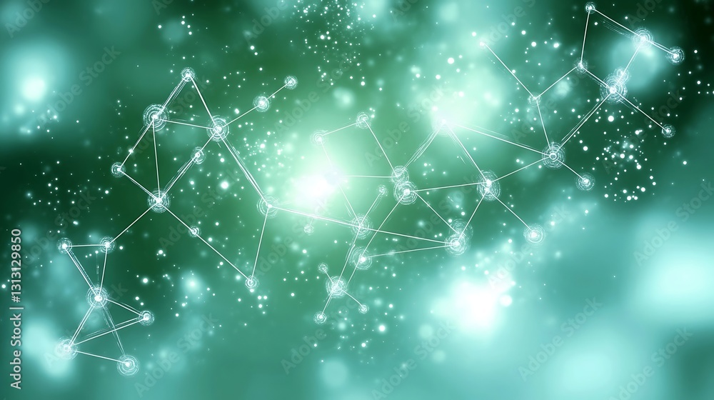 Poster abstract network connections green background data visualization