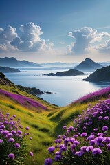 Naklejka premium a field of purple flowers