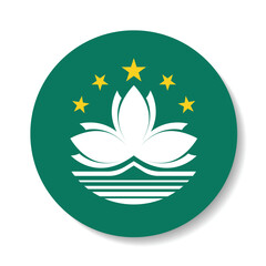 Macau circle flag logo icon digital vector illustration