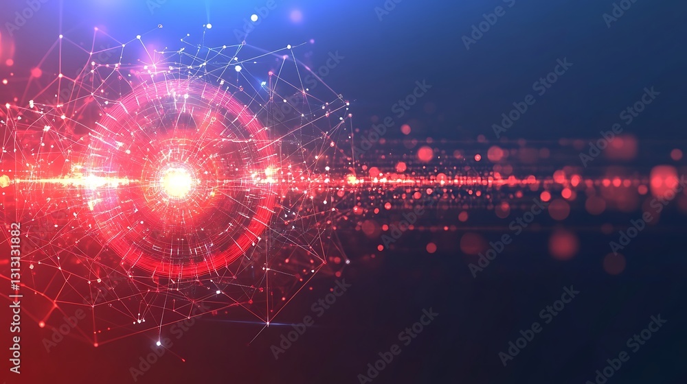 Poster abstract red and blue network data visualization