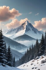 Obraz premium a mountain covered in snow