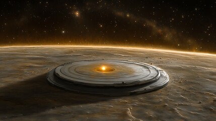 Fototapeta premium A celestial platform with a bright light source in space