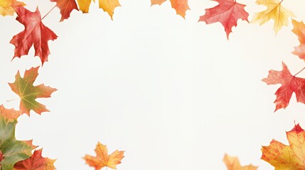 Fototapeta premium Falling Autumn Maple Leaves Frame on White Background