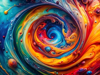 Abstract Chemical Reaction: Vibrant Aerial View of Colorful Fluids Mixing