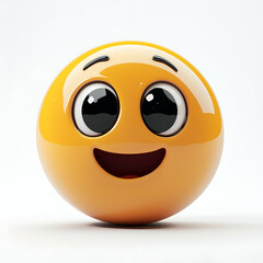 Fototapeta premium Cheerful 3D Emoji Face: Funny Cartoon Character with Yellow Smiley Expression and Playful Design