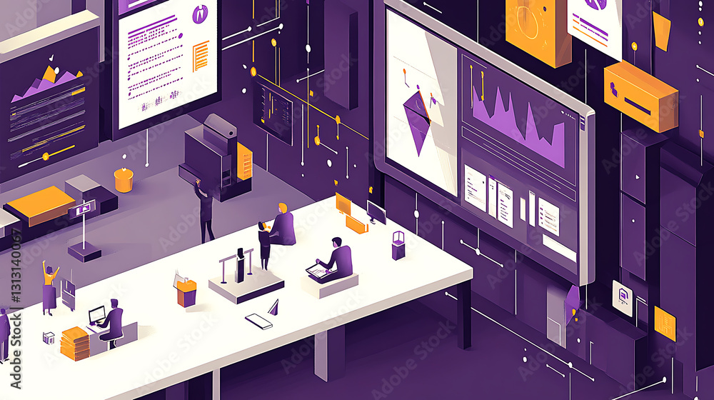 Aufkleber data visualization workshop modern office graphic design digital environment aerial view business st