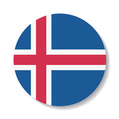 Iceland circle flag logo icon digital vector illustration