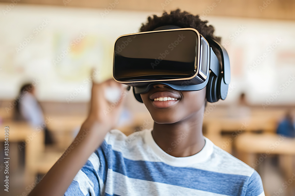 Poster engaging virtual reality experience for students in classroom educational content interactive learni
