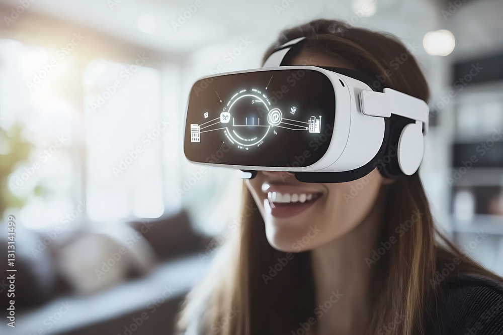 Poster exploring virtual reality experiences home setting digital content indoor environment engaging persp
