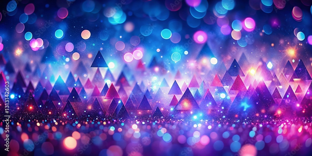 Poster abstract geometric bokeh: triangular light shapes background