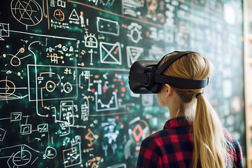 Exploring virtual reality technology classroom educational experience interactive learning environment side view future of education