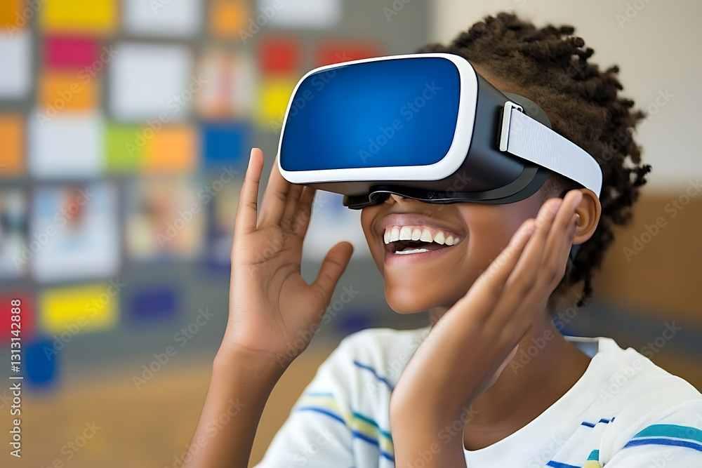 Aufkleber child enjoying virtual reality experience in classroom interactive learning engaging environment clo