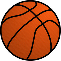 Orange leather basketball with dimples and black lines