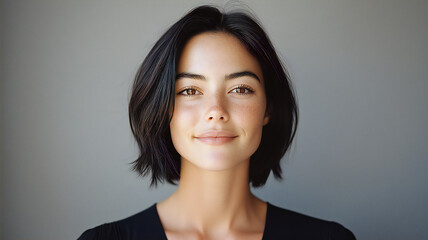 Fototapeta premium 20-Year-Old American Woman with Gray Background