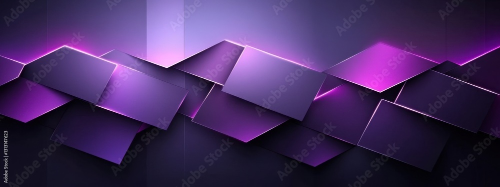 Poster abstract geometric art with dynamic purple tones and modern layered design elements