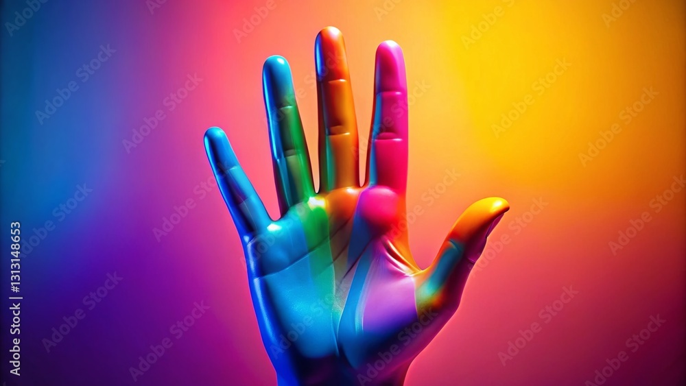 Aufkleber abstract minimalist hand colorful gradient background art - high depth of field stock photo