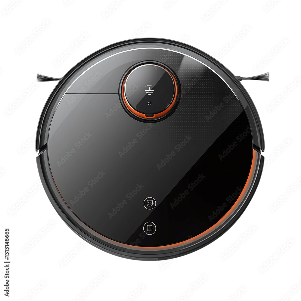 Poster robot vacuum with smart navigation isolated on transparent background