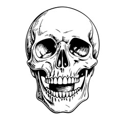 Obraz premium Vintage skull sketch illustration on a white background 