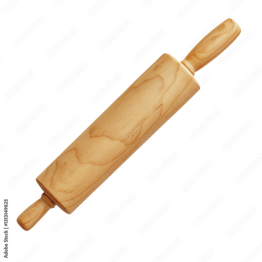 Poster rolling pin with smooth surface isolated on transparent background