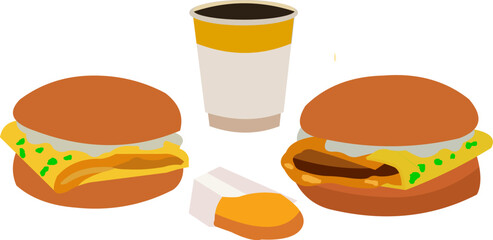 vector image, burger and coffee