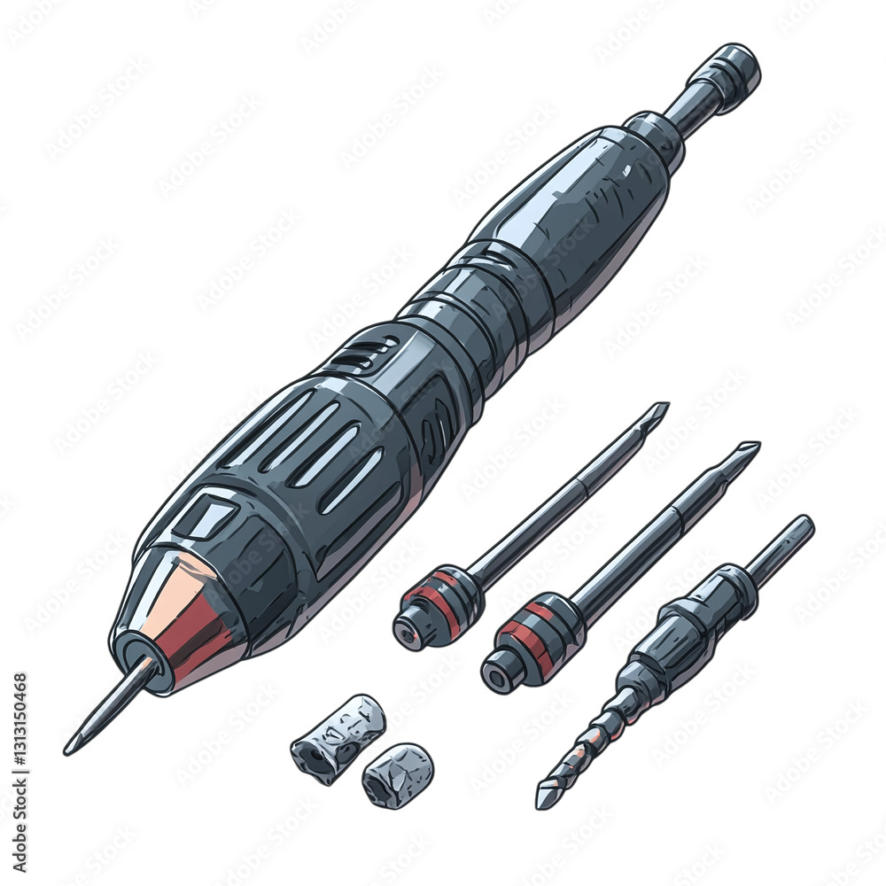 Aufkleber rotary tool with interchangeable bits isolated on transparent background
