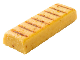 Grilled polenta slice gourmet kitchen food photography rustic setting close-up view, isolated on white or transparent background