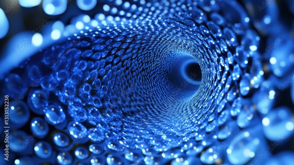 Aufkleber intricate blue tunnel of light and reflection expressing depth and translucence in modern design