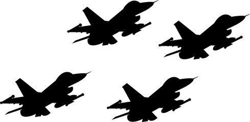 vector image, black silhouette of a fighter jet